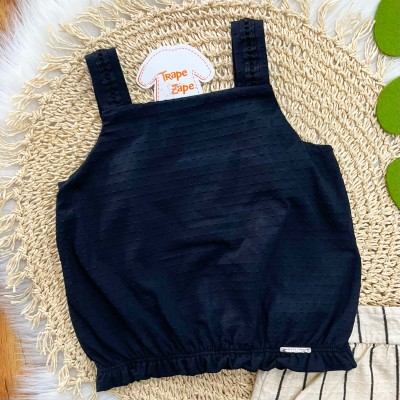 Conj. Regata Anabola e Short Saia Rendinha - Preto e Areia